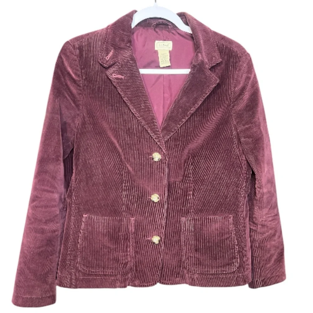 L.L. Bean Women's Corduroy Blazer burgundy 10P